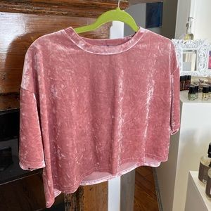 Blush pink crushed velvet crop top